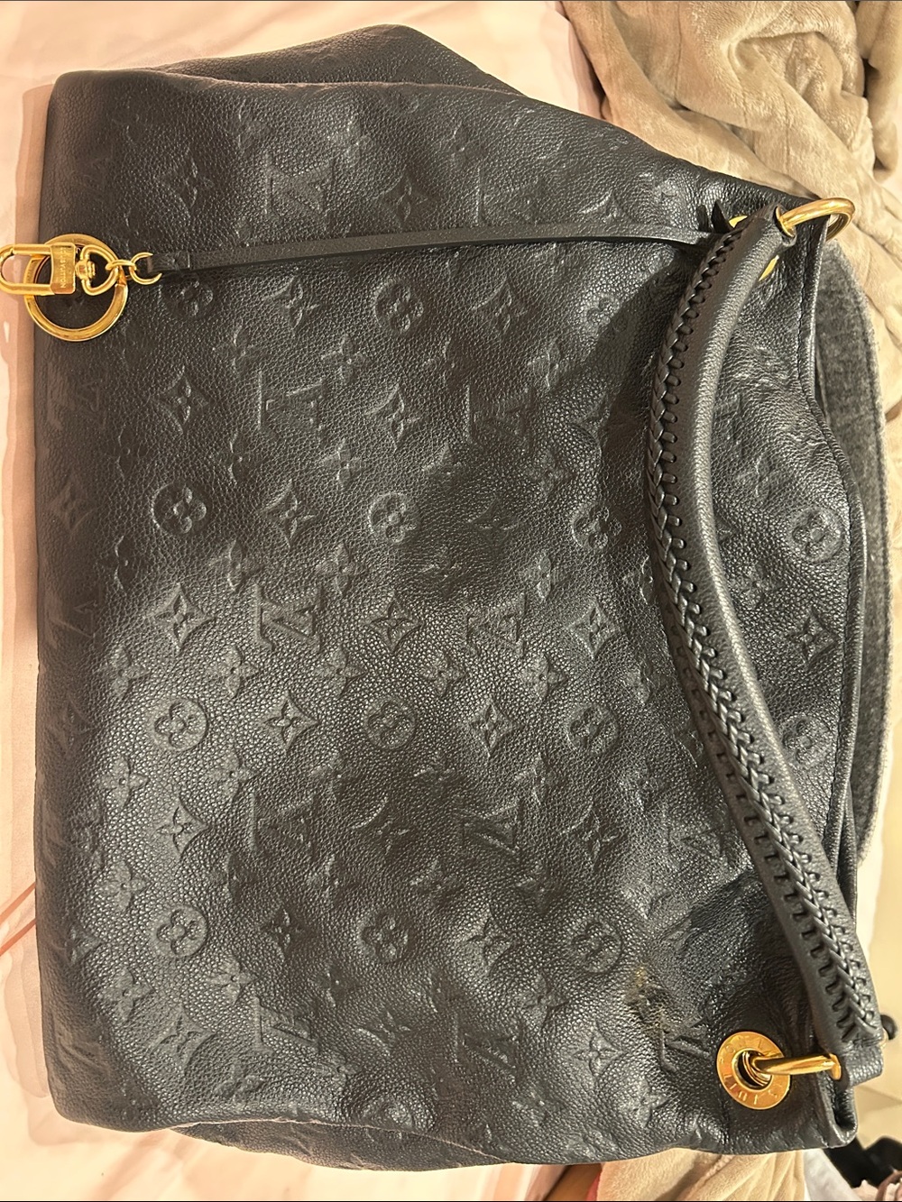 Louis Vuitton Black Monogram Empreinte Leather Shoulder Bag with Gold Hardware - Picture 1 of 10